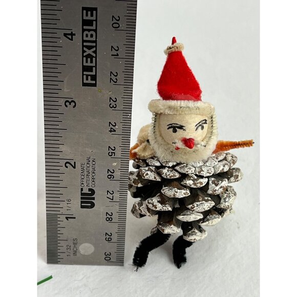 Vintage Christmas Ornaments Lot Of 3 Pinecone Santa & Stockings Felt & Pipe Clea - Picture 5 of 8